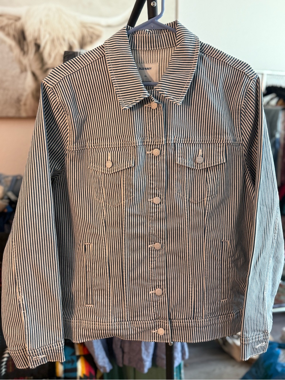 Old Navy Striped Denim Jacket